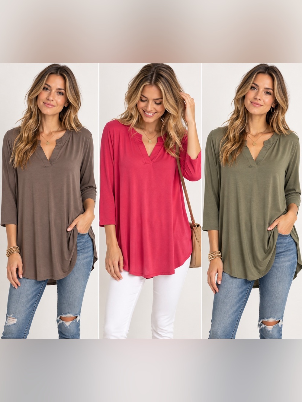 NWOT set of 3 XL Dear Scarlett Everyday V-Neck Tunic Top $39 msrp each